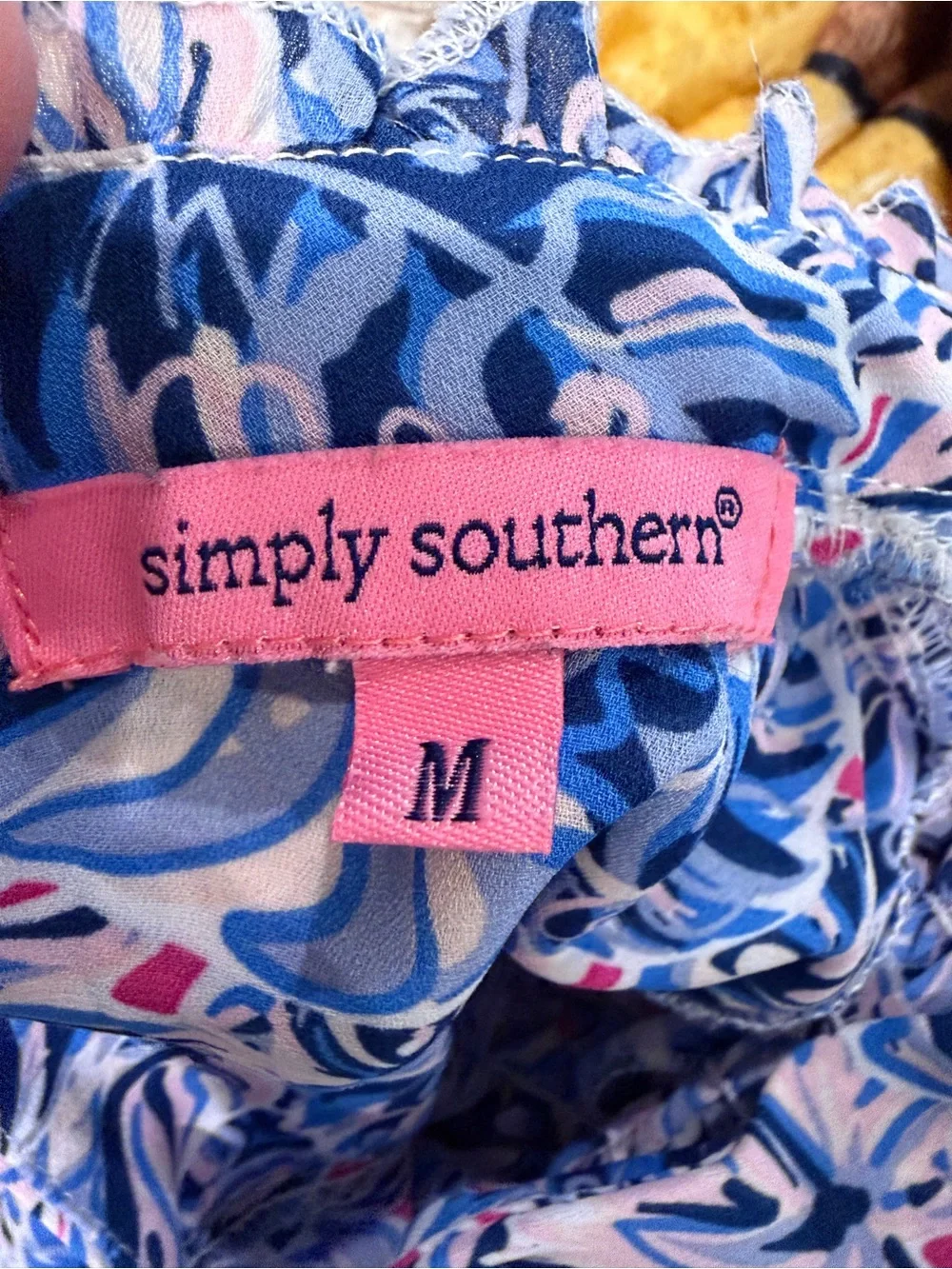 SIMPLY SOUTHERN Blue and Pink Floral Smocked Dress-Size M - Picture 6 of 6